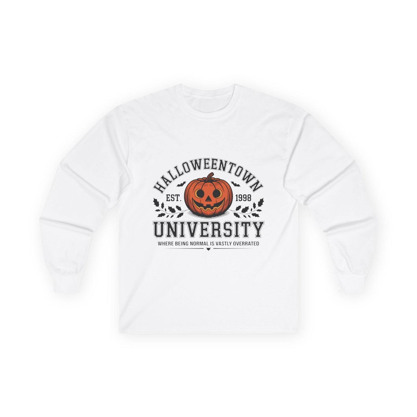 Halloween-Themed Long Sleeve Tee, Fun Fall Apparel, Cozy Layering, Perfect for Halloween Parties, Unisex Gift