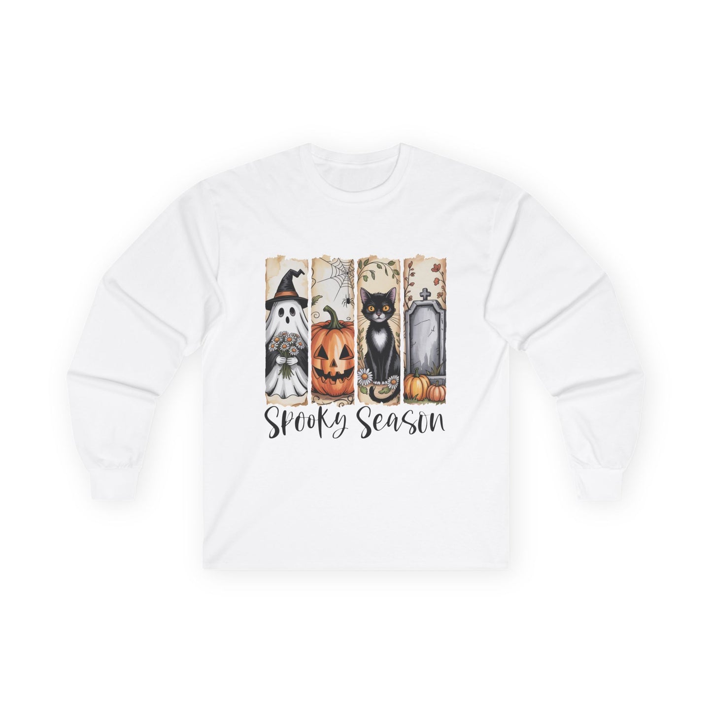 Spooky Season Long Sleeve Tee, Halloween Shirt, Unisex Cotton Tee, Fall Fashion, Ghost & Pumpkin Apparel, Holiday Gift