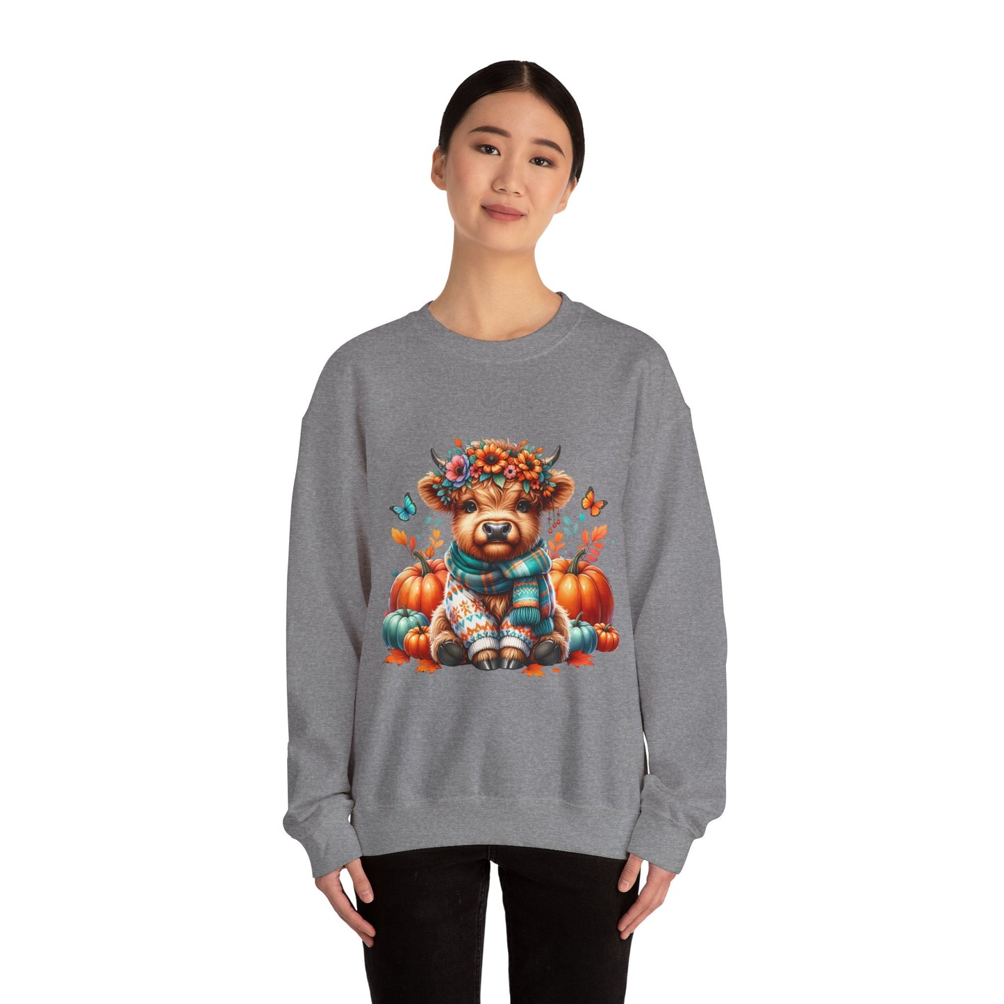 Harvest Highland Cow Sweatshirt, Cozy Fall Apparel, Gift for Animal Lovers, Autumn Fashion, Cute Farm Style
