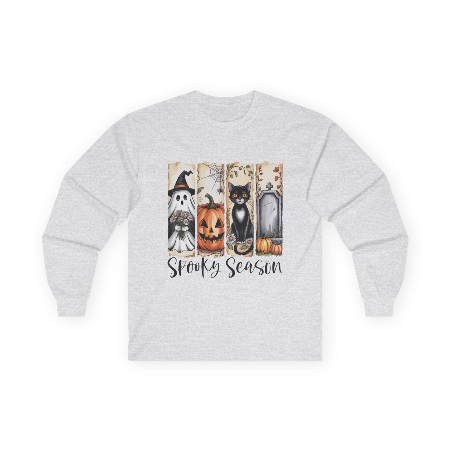 Spooky Season Long Sleeve Tee, Halloween Shirt, Unisex Cotton Tee, Fall Fashion, Ghost & Pumpkin Apparel, Holiday Gift