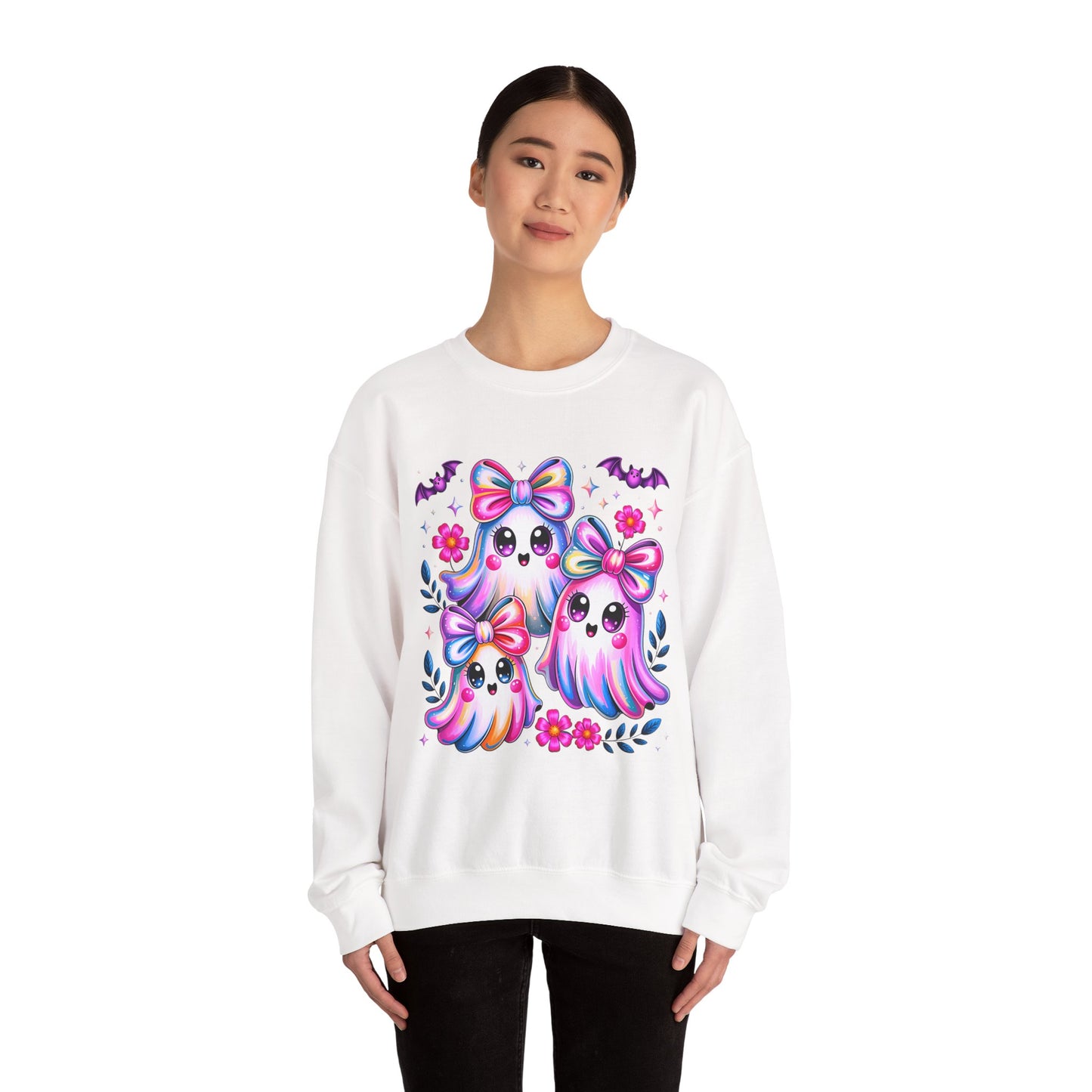 Colorful Ghosts Crewneck Sweatshirt, Cute Halloween Pullover, Cozy Fall Fashion, Spooky Sweatshirt for Women, Gifts for Ghost Lovers