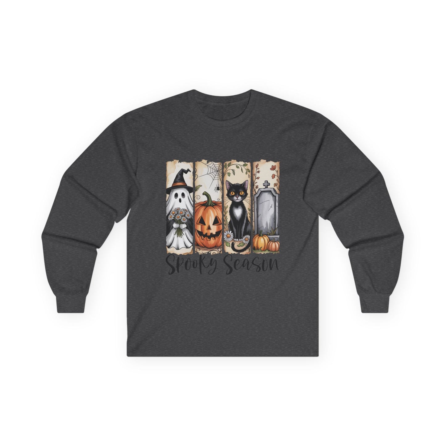 Spooky Season Long Sleeve Tee, Halloween Shirt, Unisex Cotton Tee, Fall Fashion, Ghost & Pumpkin Apparel, Holiday Gift