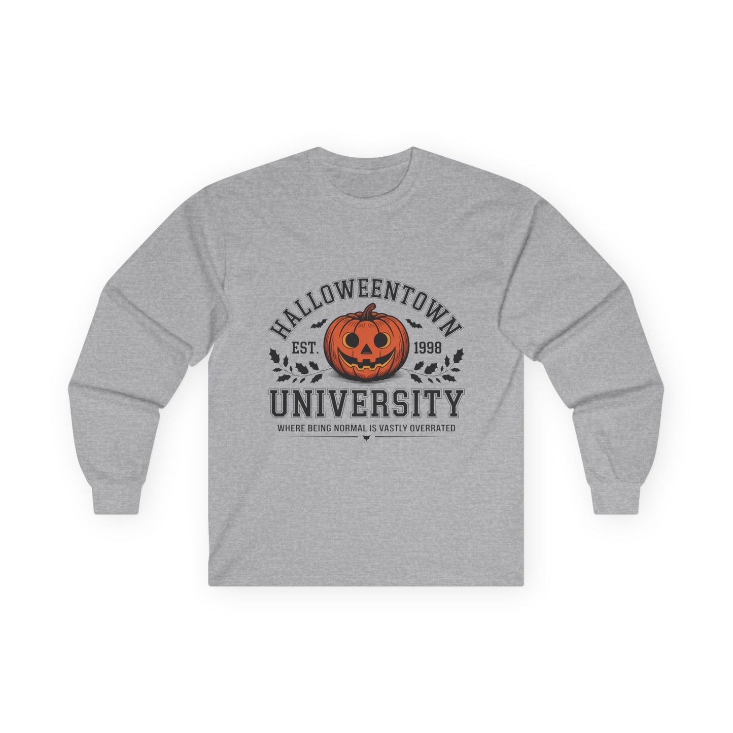 Halloween-Themed Long Sleeve Tee, Fun Fall Apparel, Cozy Layering, Perfect for Halloween Parties, Unisex Gift