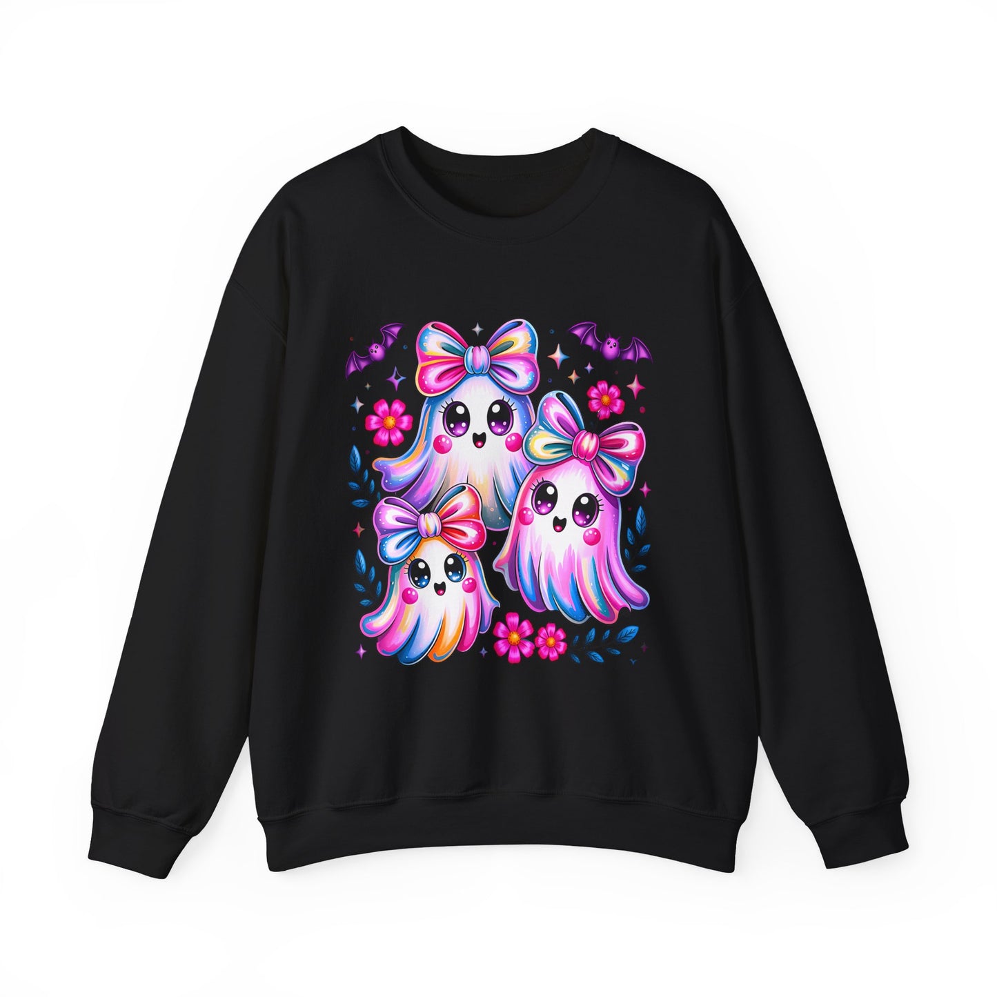 Colorful Ghosts Crewneck Sweatshirt, Cute Halloween Pullover, Cozy Fall Fashion, Spooky Sweatshirt for Women, Gifts for Ghost Lovers