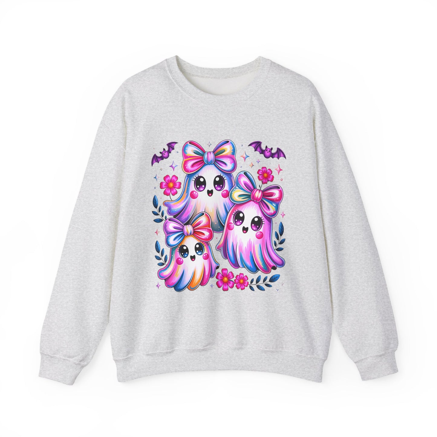 Colorful Ghosts Crewneck Sweatshirt, Cute Halloween Pullover, Cozy Fall Fashion, Spooky Sweatshirt for Women, Gifts for Ghost Lovers