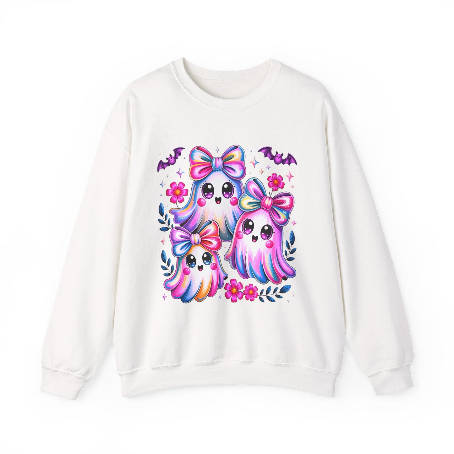 Colorful Ghosts Crewneck Sweatshirt, Cute Halloween Pullover, Cozy Fall Fashion, Spooky Sweatshirt for Women, Gifts for Ghost Lovers