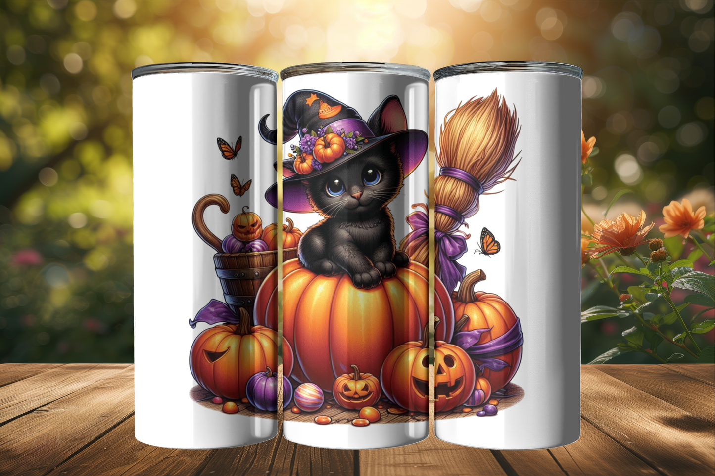 Halloween Cat 20oz Tumbler with Lid and Straw