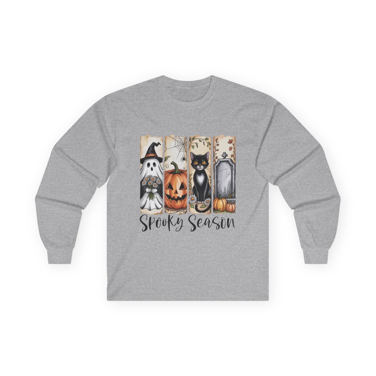 Spooky Season Long Sleeve Tee, Halloween Shirt, Unisex Cotton Tee, Fall Fashion, Ghost & Pumpkin Apparel, Holiday Gift