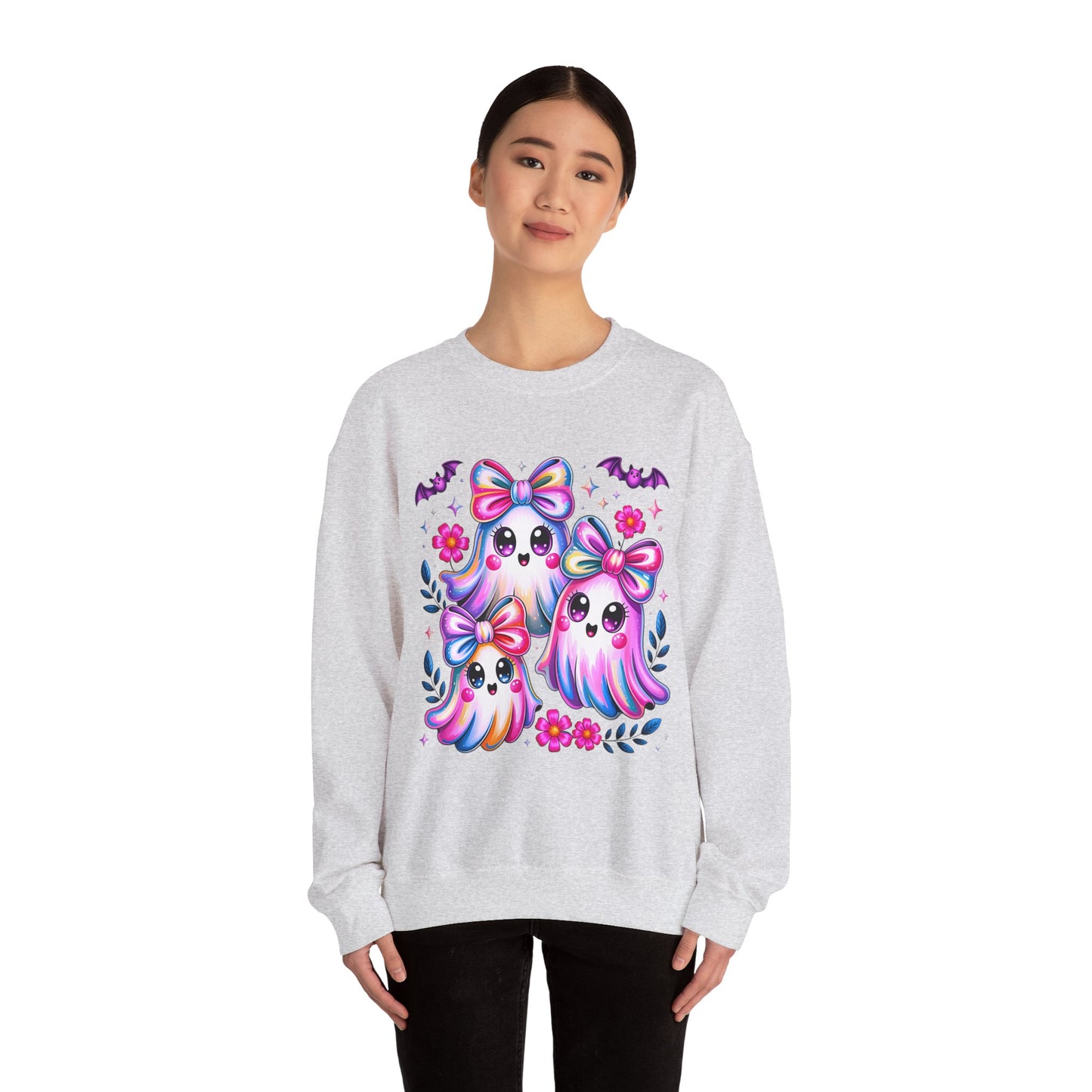 Colorful Ghosts Crewneck Sweatshirt, Cute Halloween Pullover, Cozy Fall Fashion, Spooky Sweatshirt for Women, Gifts for Ghost Lovers