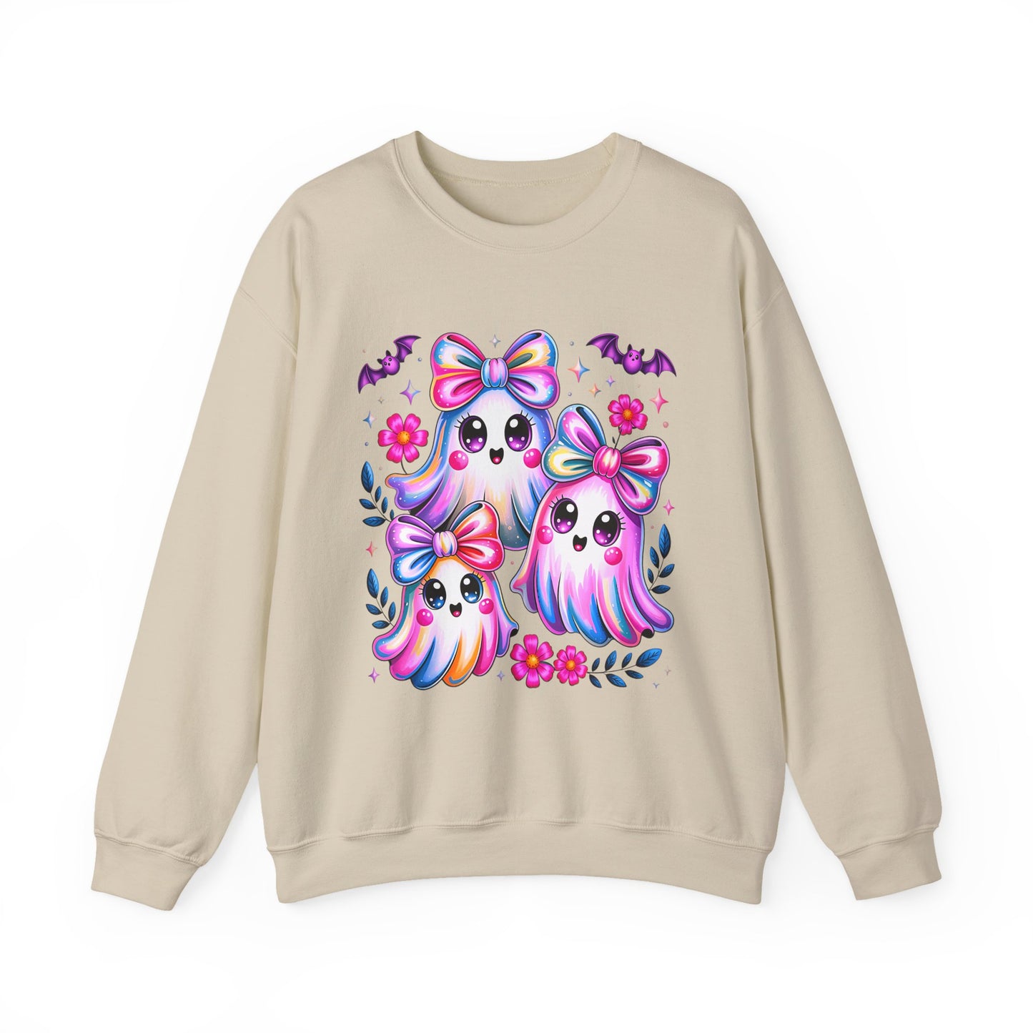 Colorful Ghosts Crewneck Sweatshirt, Cute Halloween Pullover, Cozy Fall Fashion, Spooky Sweatshirt for Women, Gifts for Ghost Lovers