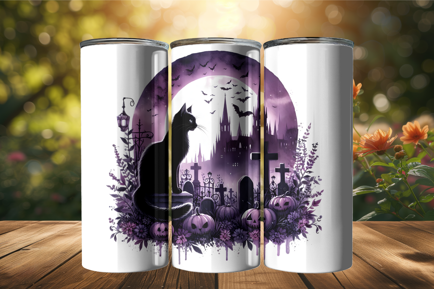 Halloween Cat 20oz Tumbler with Lid and Straw