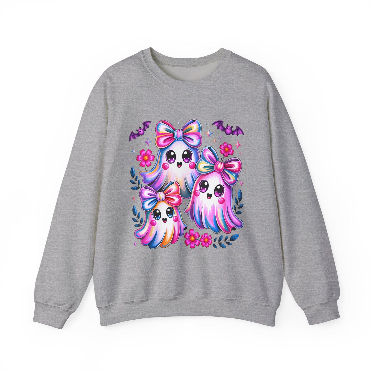 Colorful Ghosts Crewneck Sweatshirt, Cute Halloween Pullover, Cozy Fall Fashion, Spooky Sweatshirt for Women, Gifts for Ghost Lovers