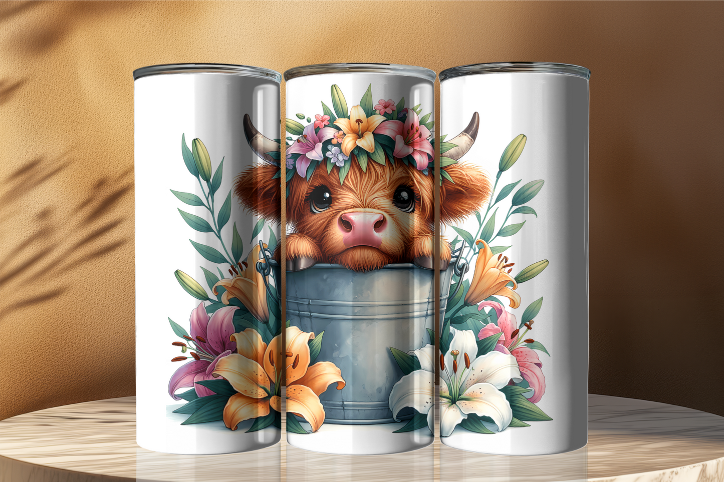 Cute Highland Cow in Bucket 20oz Tumbler