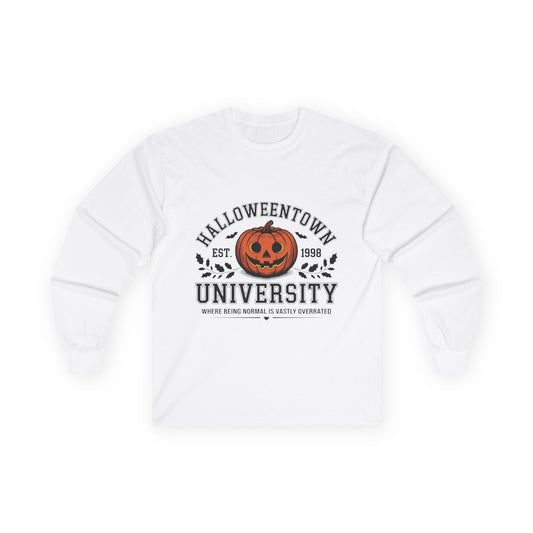 Halloween-Themed Long Sleeve Tee, Fun Fall Apparel, Cozy Layering, Perfect for Halloween Parties, Unisex Gift