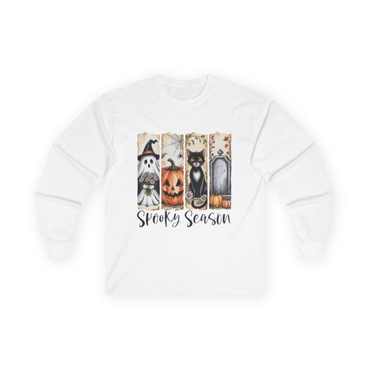 Spooky Season Long Sleeve Tee, Halloween Shirt, Unisex Cotton Tee, Fall Fashion, Ghost & Pumpkin Apparel, Holiday Gift