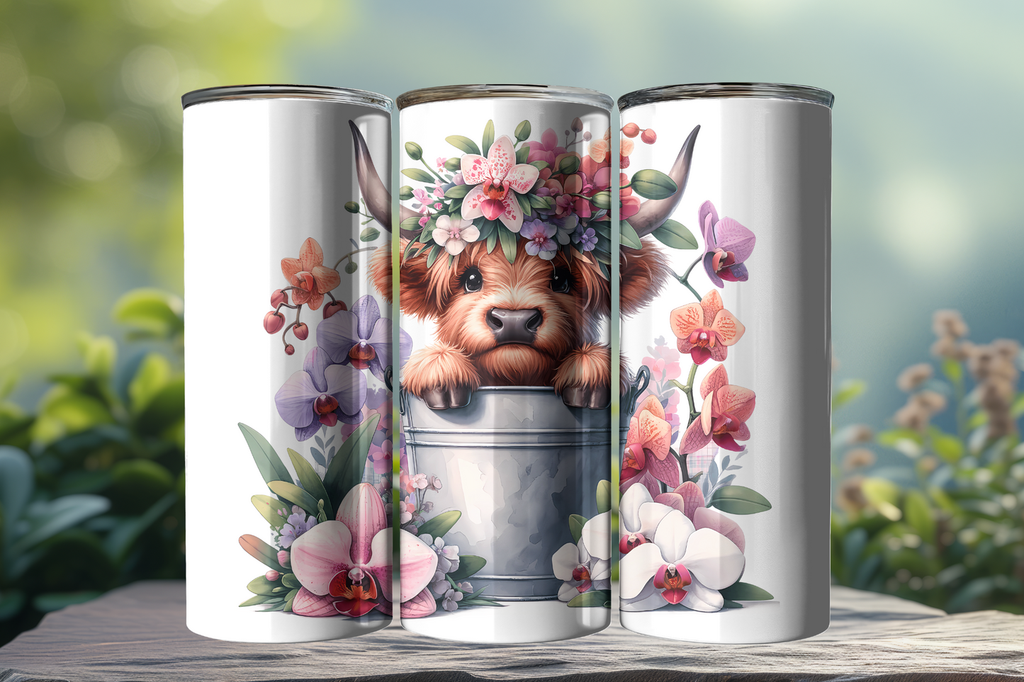 Cute Highland Cow in Bucket 20oz Tumbler