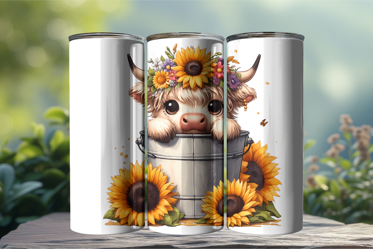 Cute Highland Cow in Bucket 20oz Tumbler