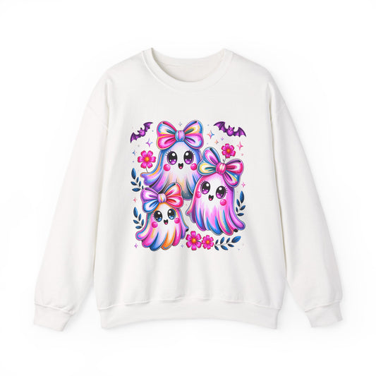 Colorful Ghosts Crewneck Sweatshirt, Cute Halloween Pullover, Cozy Fall Fashion, Spooky Sweatshirt for Women, Gifts for Ghost Lovers