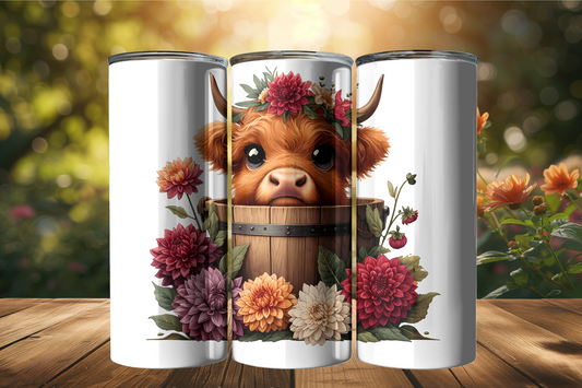 Cute Highland Cow in Bucket 20oz Tumbler