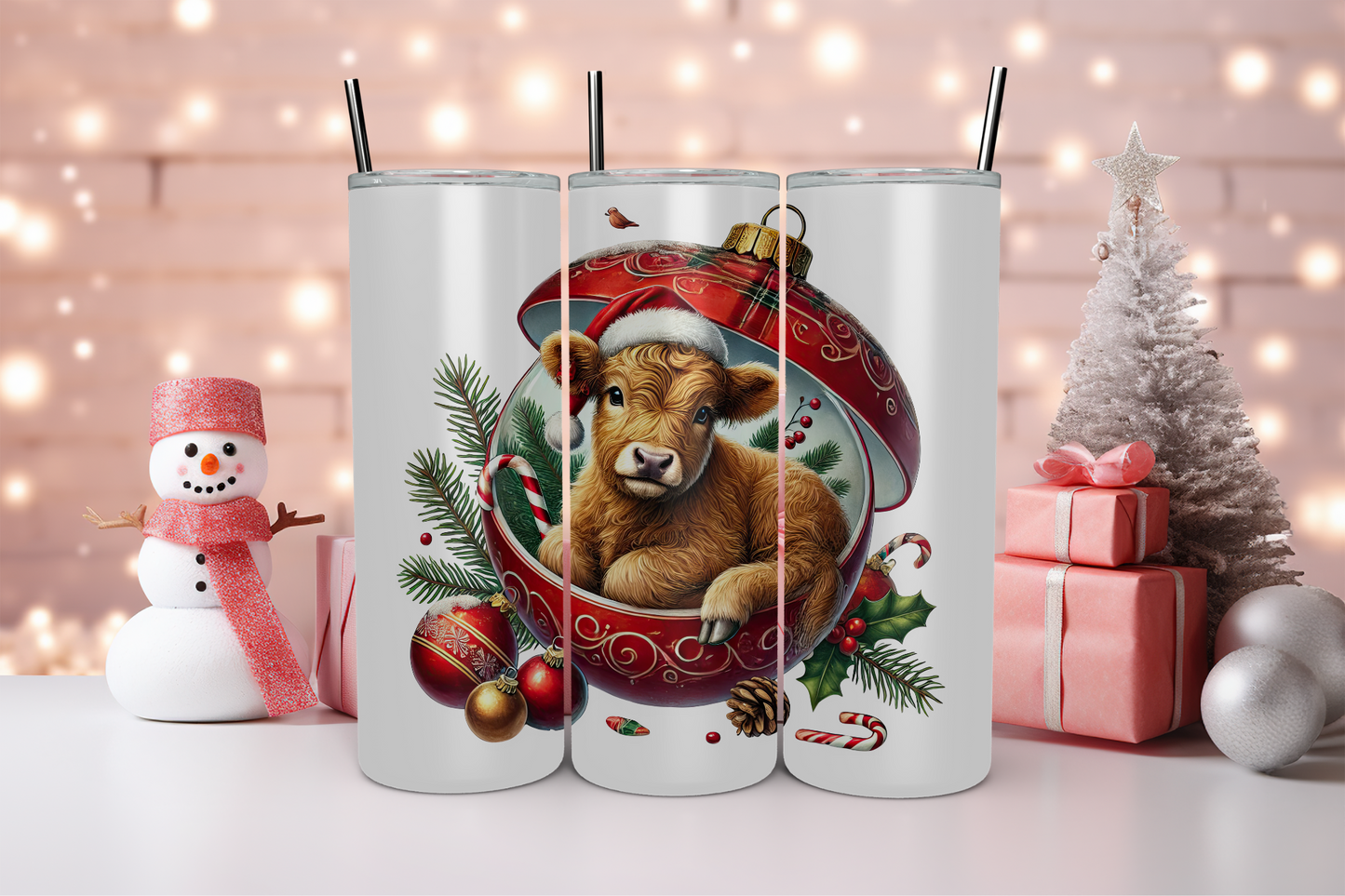 Christmas Highland Cow 20oz Tumbler