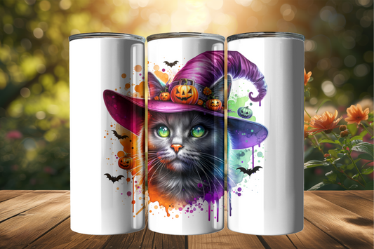 Halloween Cat 20oz Tumbler with Lid and Straw