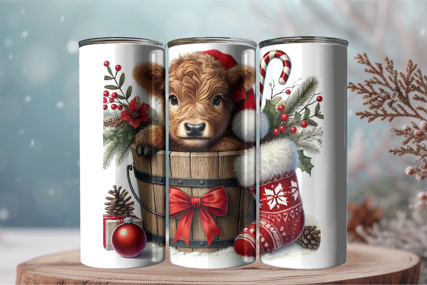 Christmas Highland Cow 20oz Tumbler