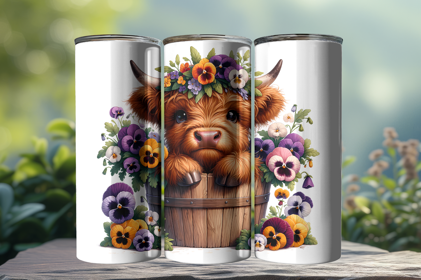 Cute Highland Cow in Bucket 20oz Tumbler