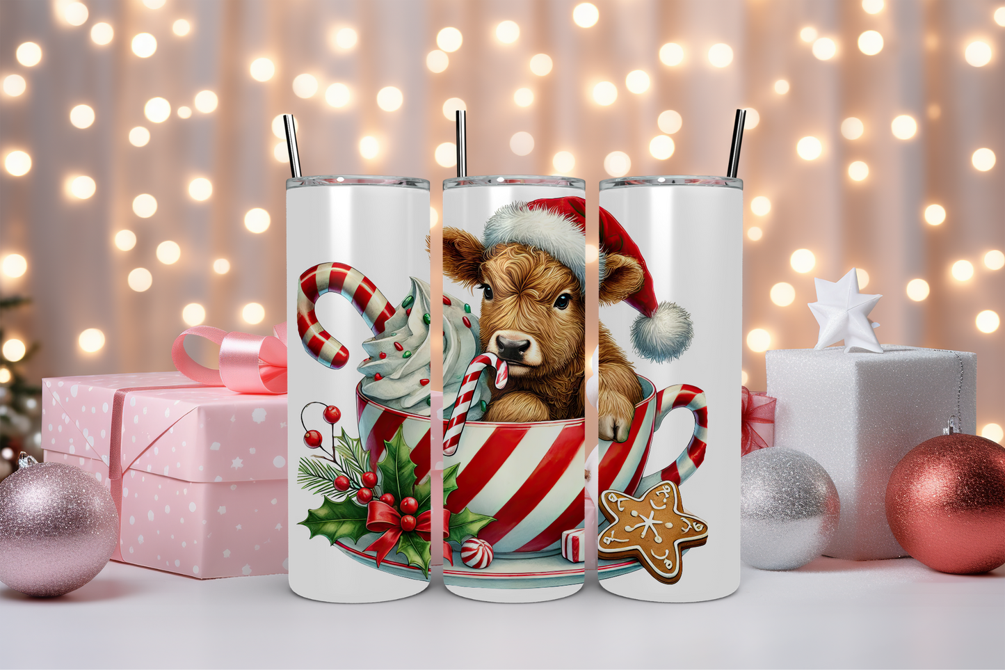 Christmas Highland Cow 20oz Tumbler