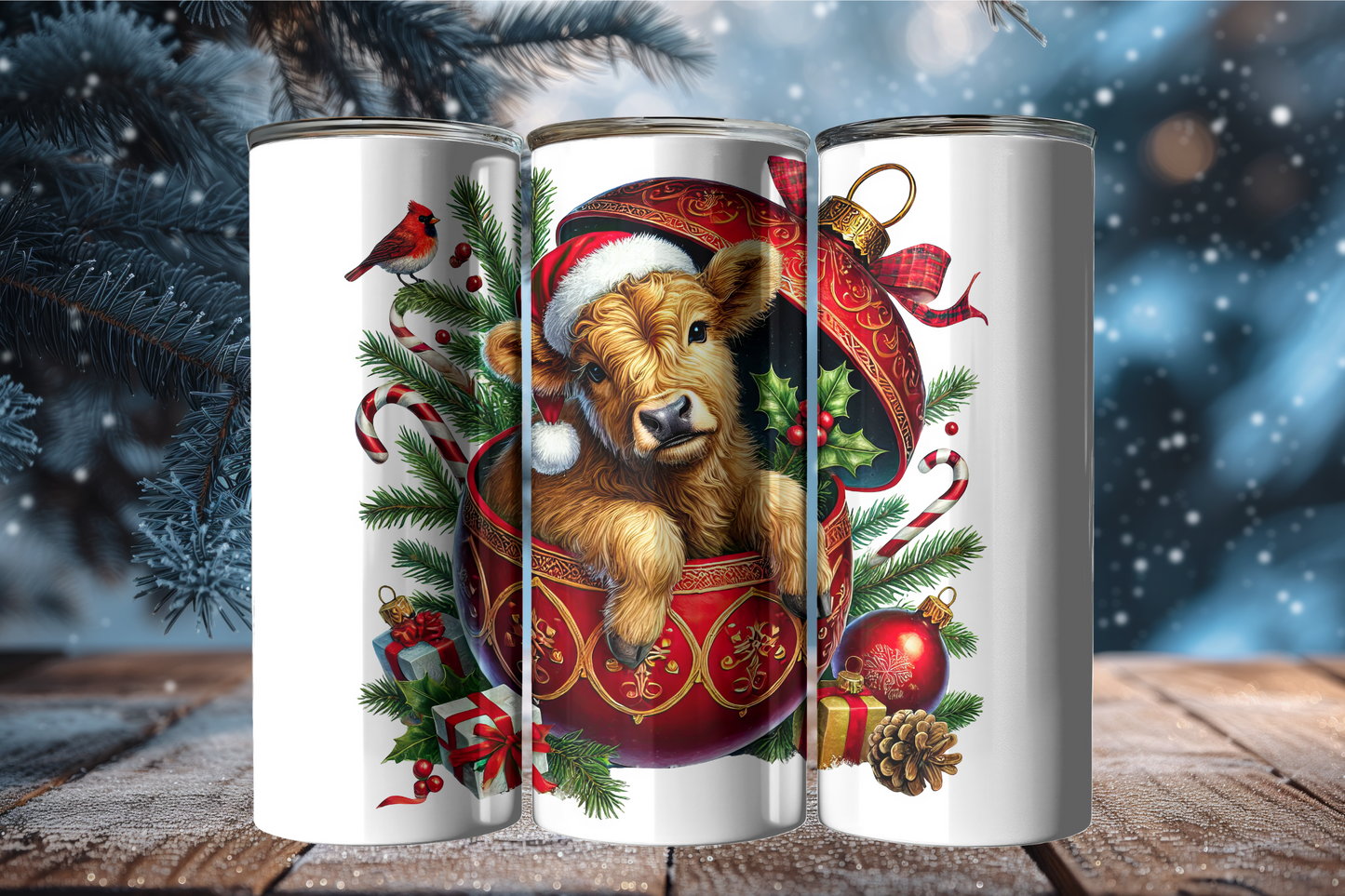 Christmas Highland Cow 20oz Tumbler