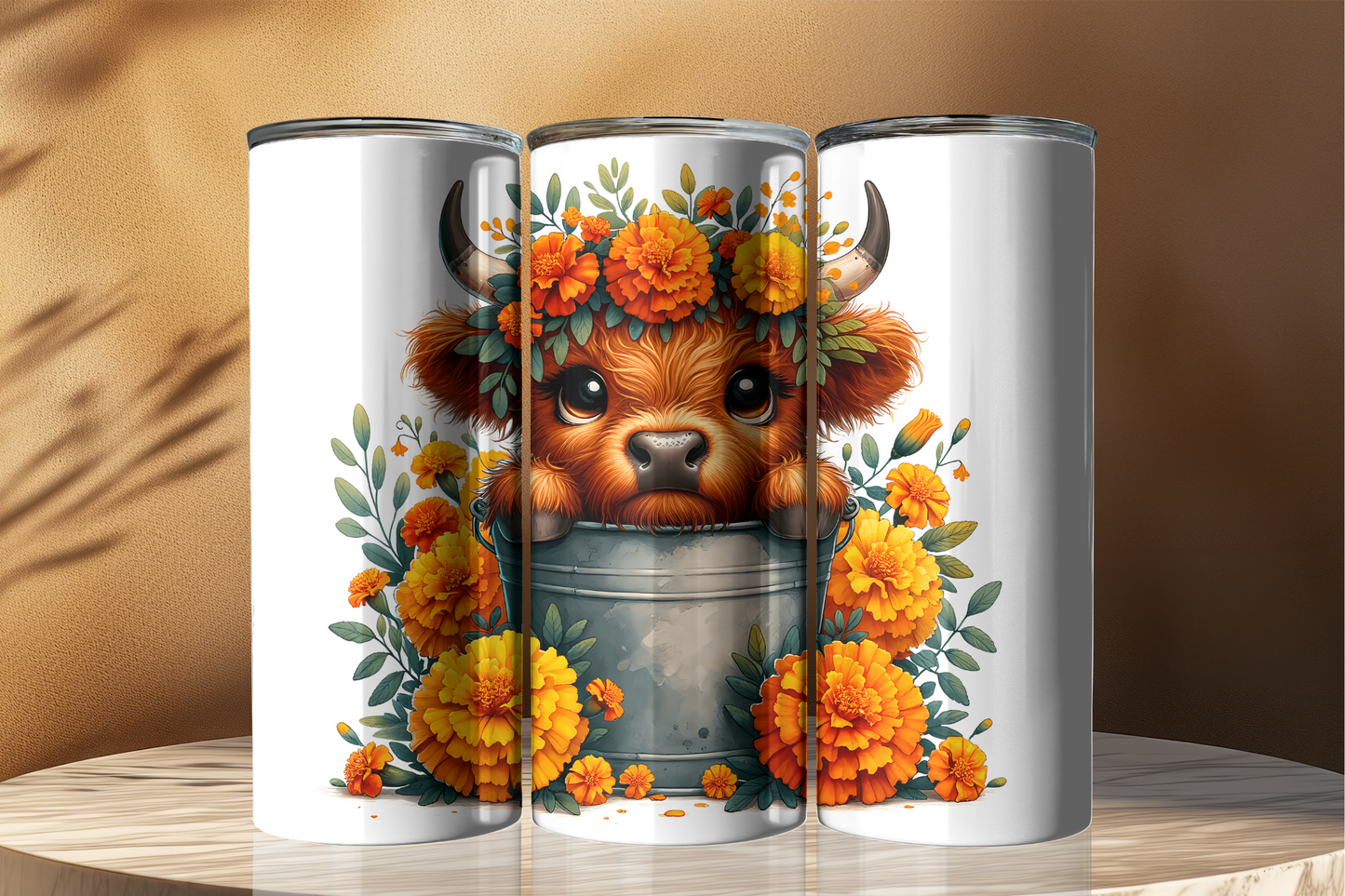 Cute Highland Cow in Bucket 20oz Tumbler