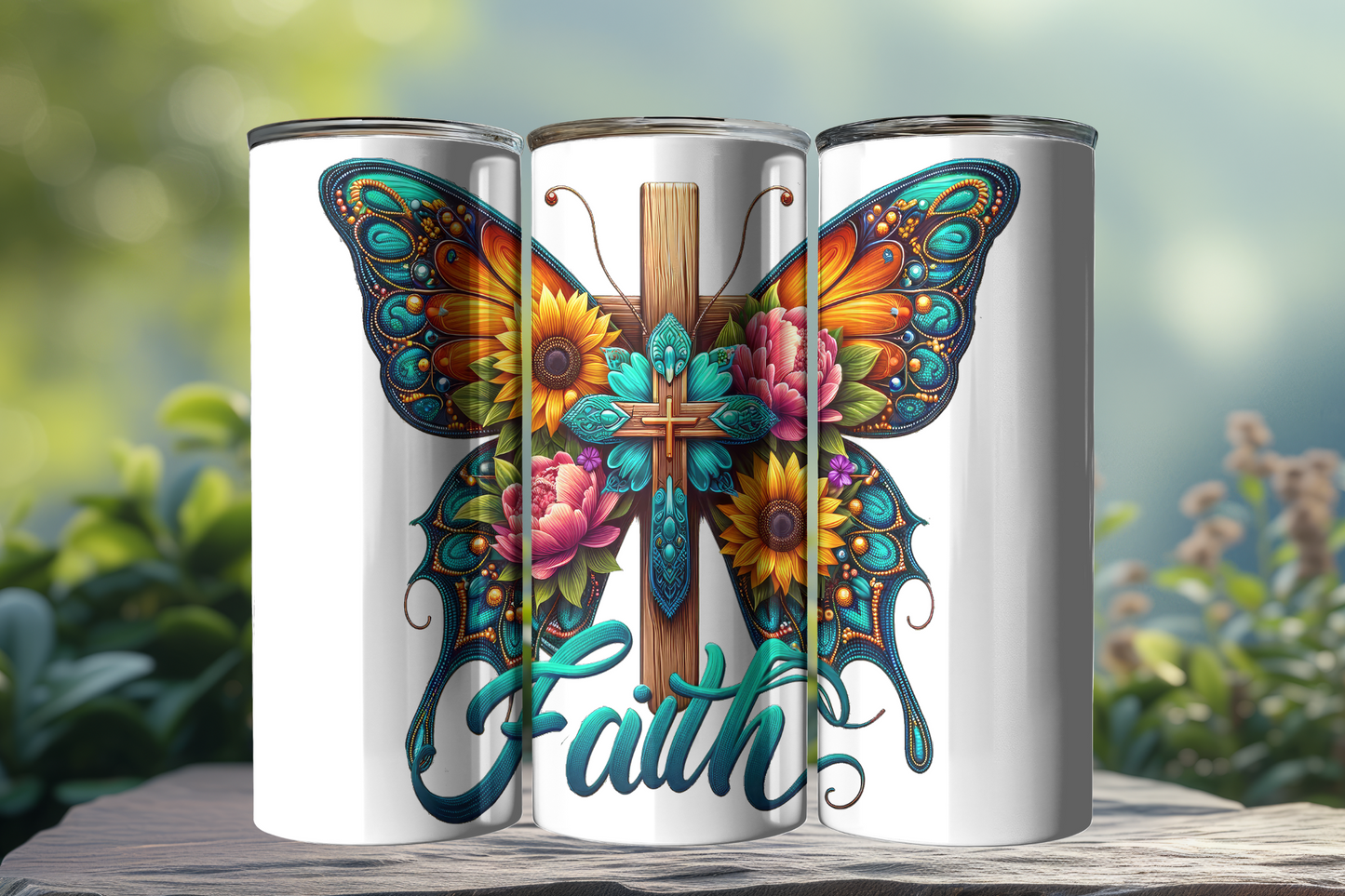 Faith 20oz Stainless Steel Tumbler with Lid and Straw