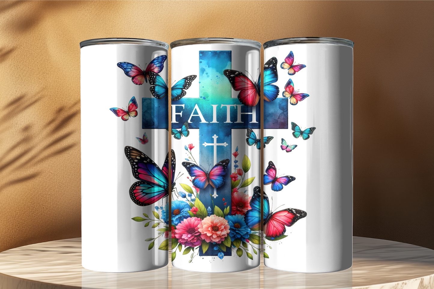 Faith 20oz Stainless Steel Tumbler with Lid and Straw