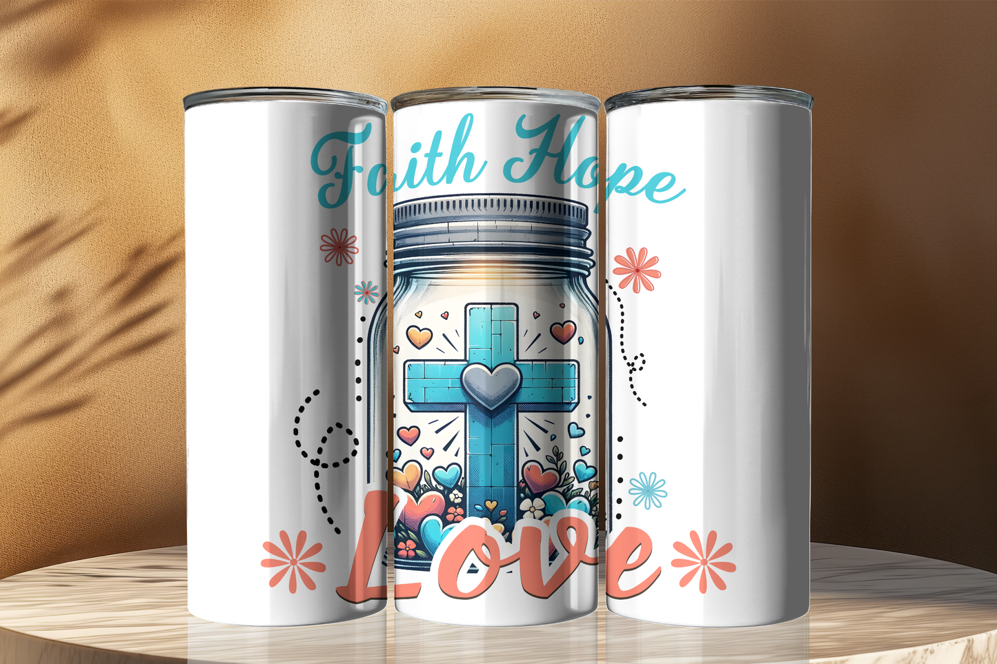 Faith 20oz Stainless Steel Tumbler with Lid and Straw