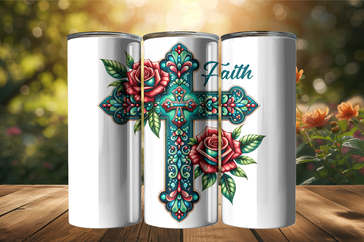 Faith 20oz Stainless Steel Tumbler with Lid and Straw